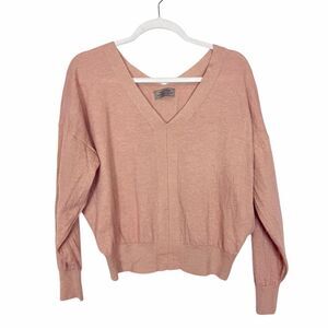 Falconeri Cashmere Sweater Womens Medium Blush Ultralight Double V-Neck Pullover